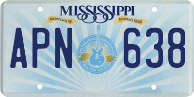 MS license plate APN638
