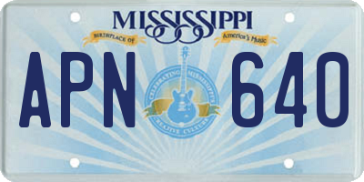 MS license plate APN640