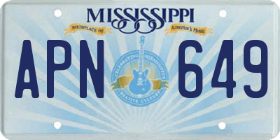 MS license plate APN649