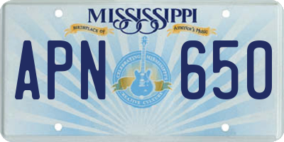 MS license plate APN650