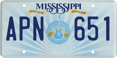 MS license plate APN651