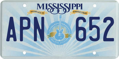 MS license plate APN652