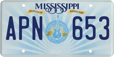 MS license plate APN653