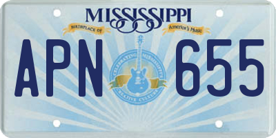 MS license plate APN655