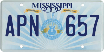 MS license plate APN657