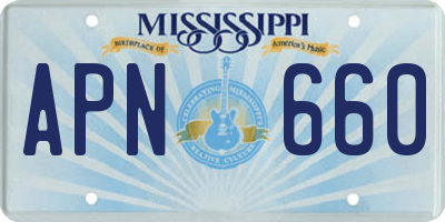 MS license plate APN660