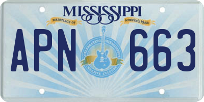 MS license plate APN663