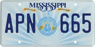 MS license plate APN665