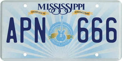 MS license plate APN666