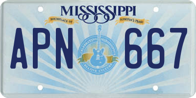MS license plate APN667