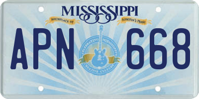 MS license plate APN668