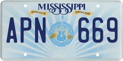MS license plate APN669