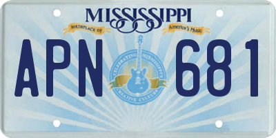 MS license plate APN681