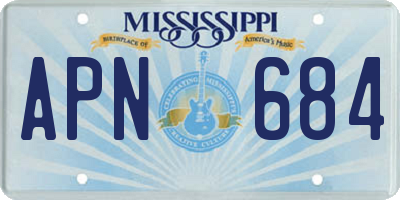 MS license plate APN684