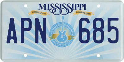 MS license plate APN685