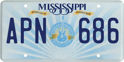 MS license plate APN686