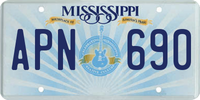 MS license plate APN690