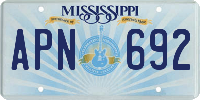 MS license plate APN692