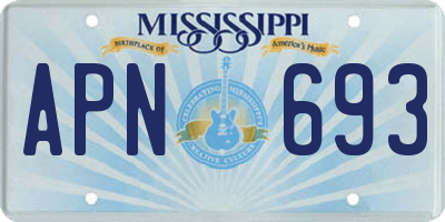 MS license plate APN693
