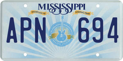 MS license plate APN694