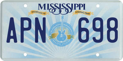 MS license plate APN698