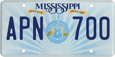MS license plate APN700