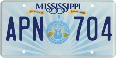 MS license plate APN704