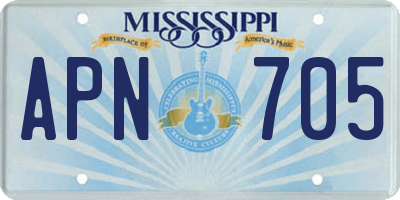 MS license plate APN705
