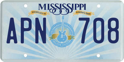 MS license plate APN708