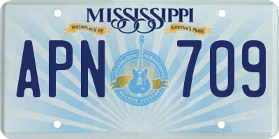 MS license plate APN709