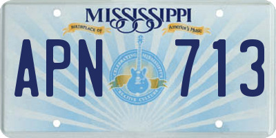 MS license plate APN713