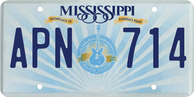 MS license plate APN714