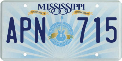 MS license plate APN715