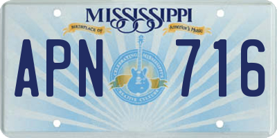 MS license plate APN716