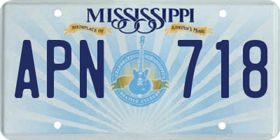 MS license plate APN718