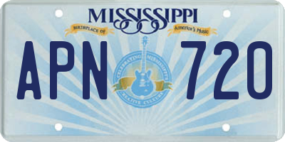 MS license plate APN720