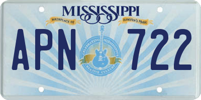 MS license plate APN722