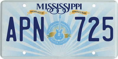 MS license plate APN725
