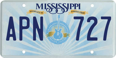 MS license plate APN727