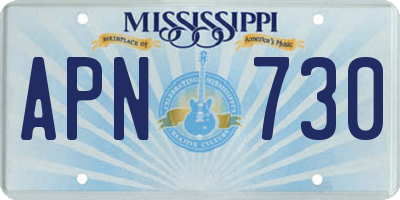 MS license plate APN730