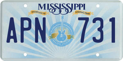 MS license plate APN731
