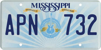 MS license plate APN732