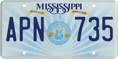 MS license plate APN735