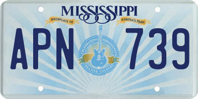 MS license plate APN739
