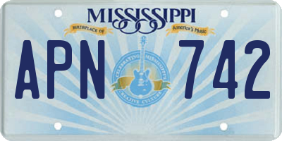 MS license plate APN742