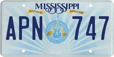 MS license plate APN747