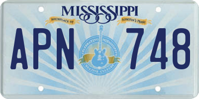 MS license plate APN748