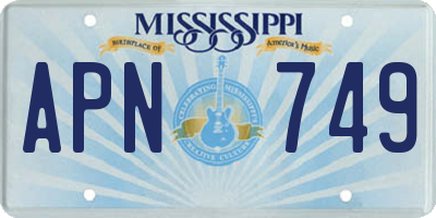 MS license plate APN749