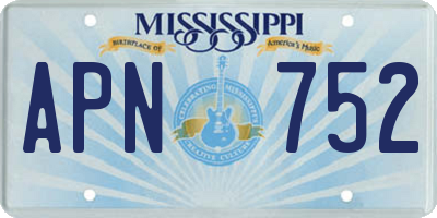 MS license plate APN752