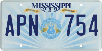 MS license plate APN754